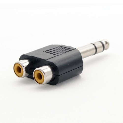 2x 6.35mm 1/4" Stereo Male to Dual RCA Female Y Splitter Audio Adapter Connector - Picture 2 of 5