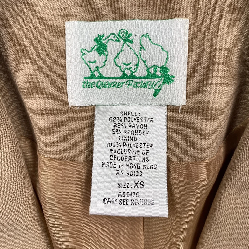 Chaqueta Blazer Quacker Factory Para Mujer Jirafa Bordada Talla XS Beige Marrón Foto 3 de 4