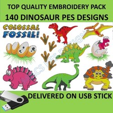 Dinosaurier 140 PES Designs auf USB Bruder Maschine Stickdateien