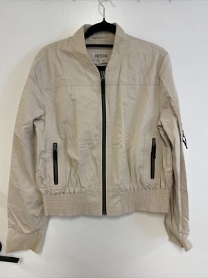 COUNTRY ROAD Beige Cream Zip Up Bomber Jacket Coat Size M