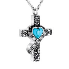 Cross Cremation Jewelry for Human Ashes Stainless Steel Urn Necklace for Ashes M