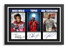 76 tupac xxxtentacion juice wrld rappers signed a4 photograph framed unframed