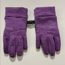 Girl's Head Touchscreen Gloves Purple Size L Silicone Palm For Running Warm