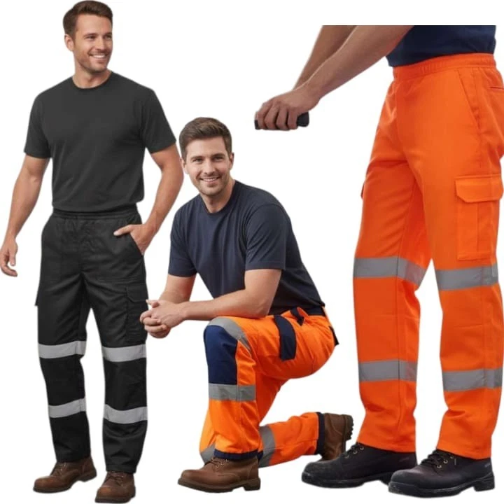 Hi Vis Viz Jogging Bottoms Safety Workwear Trousers Sweat Pants Fleece Joggers