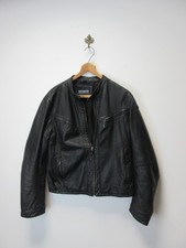Lambretta Black Real Leather Jacket Biker Mod Style Size L