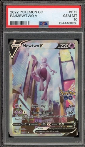 Pokemon Mewtwo V Pokemon Go Full Alt Art #072 PSA 10 Gem Mint