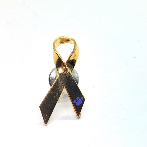 Gold Tone Awareness Ribbon Pin Paw Collectible Jewelry Support Cause Vintage