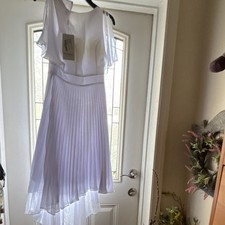 JJ's House Goldish White Chiffon Short Sleeve Bridesmaid Dress UK8