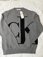  98 Calvin Klein Men's Cotton Crewneck Sweater Grey Size M