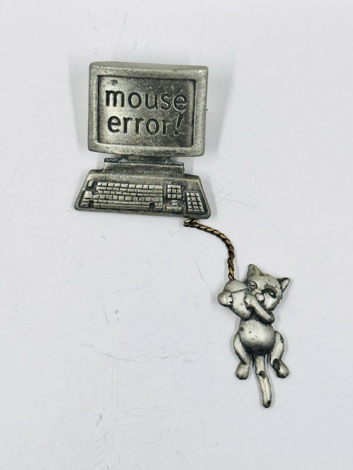 JJ Jonette Silver Tone Mouse Error Computer Brooc… - image 1