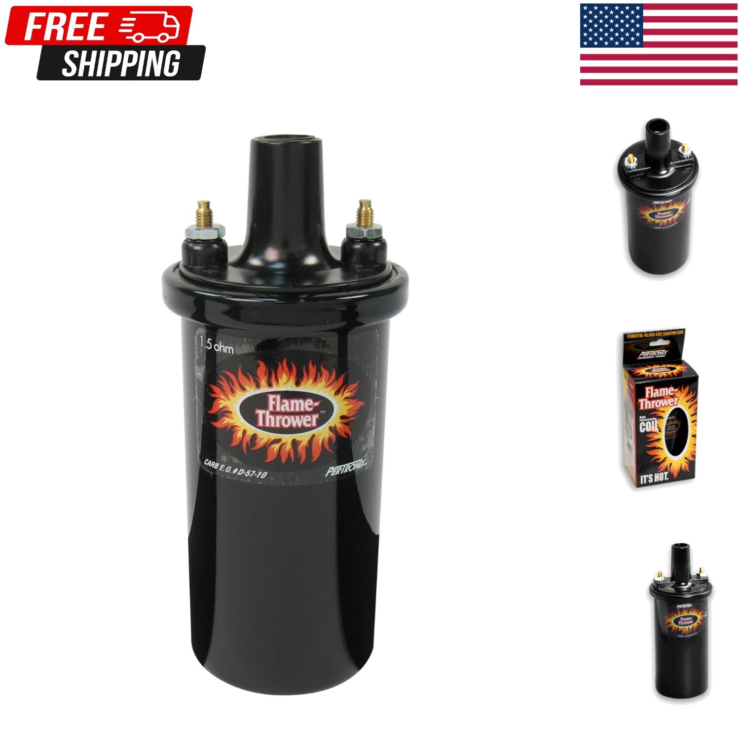 PerTronix 40011 Flame-Thrower 40,000 Volt 1.5 ohm Coil, Black