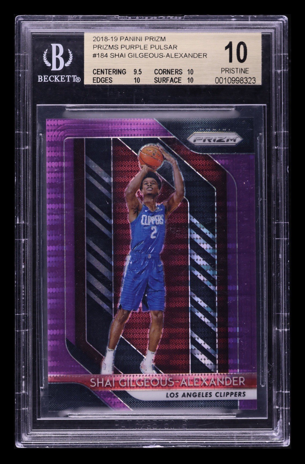 2018 Panini Prizm Purple Pulsar Shai Gilgeous-Alexander ROOKIE 1/35 #184 BGS 10
