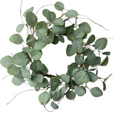 Eucalyptus Leaves Wreath 14 Inch Green Polyester Fabric Paper 1 Pack