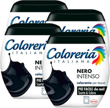 4X Coloreria Italiana Colorante per Tessuti in Lavatrice Colore Nero Intenso For