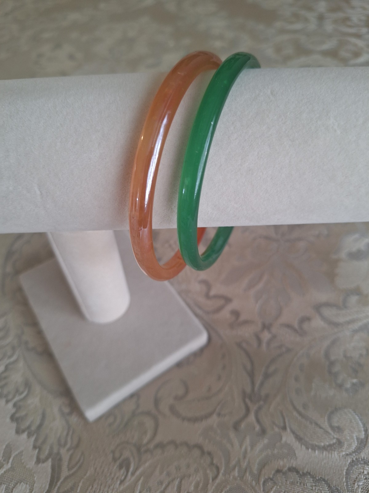 (2) Art Glass Bangle Bracelets Stackable Multi Co… - image 1