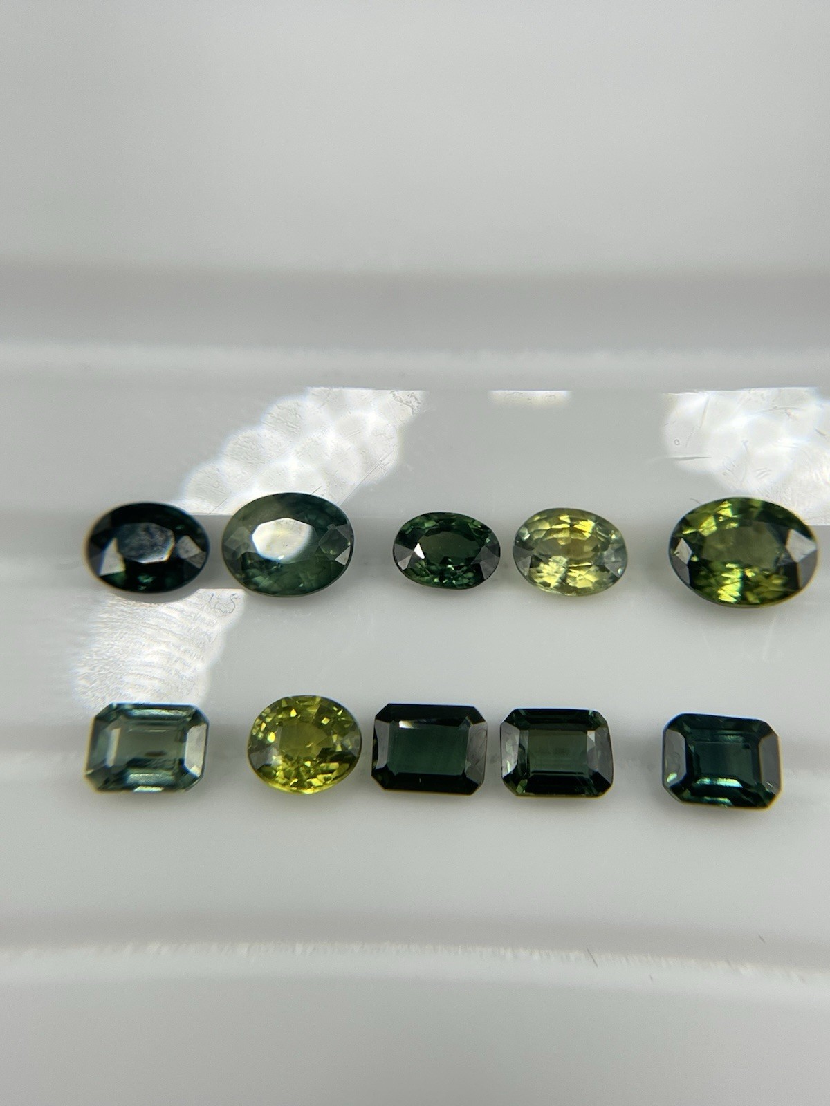 4.26 Ct Natural Teal Green Sapphire Parcel – 10 Stones Oval & Emerald Cut