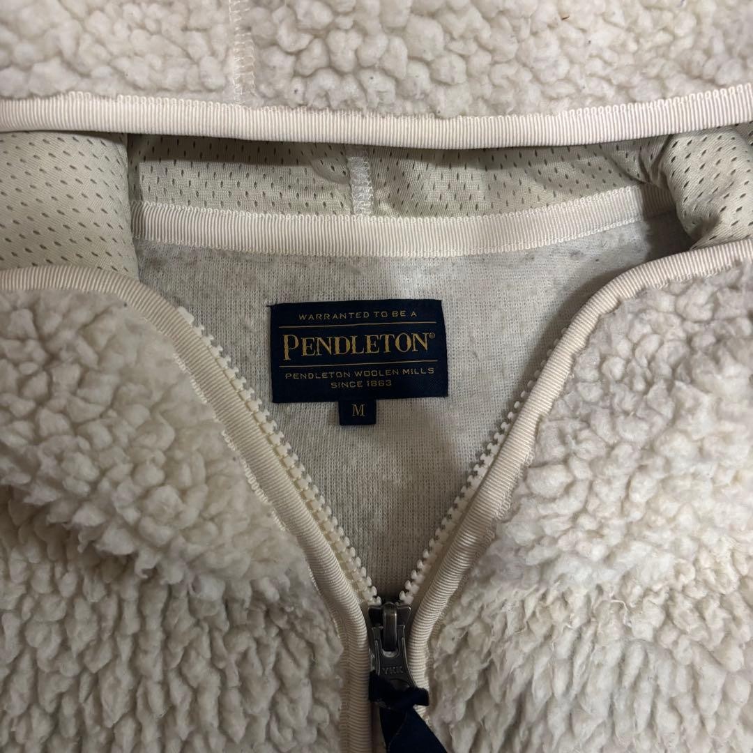 Pendleton White Fleece Jacket with Geometric Patt… - image 3