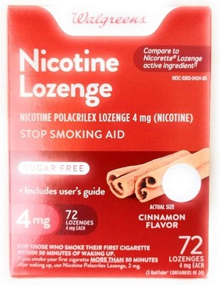 Walgreens Nicotine Lozenge, 4 mg, Cinnamon, 72 ea by Walgreens