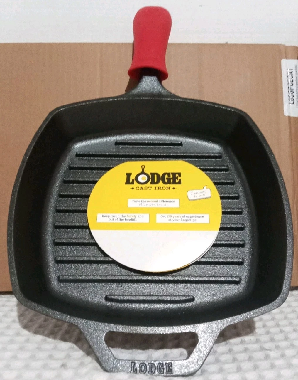 Lodge 10.5 Inch Seasoned Square Cast Iron Grill Pan - L8SGP3 Made in Tennessee