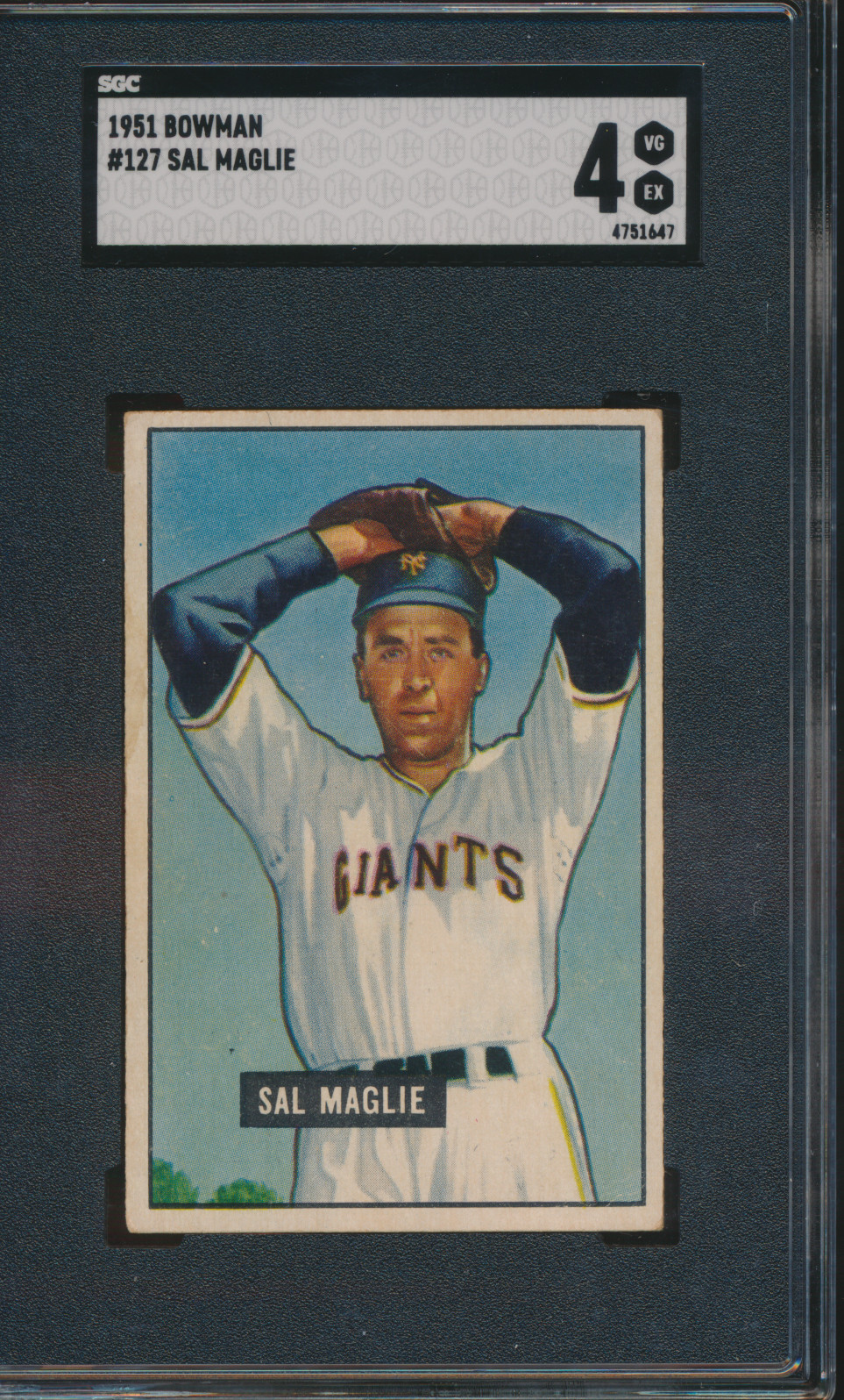 1951 Bowman Sal Maglie #127 RC New York Giants SGC 4 CENTERED
