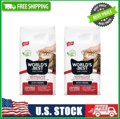 2 Pack World's Best Cat Litter Ultra Absorb Unscented 15 lb Multi Pack FREE SHIP