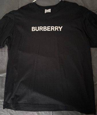Burberry Men's S Black Cotton Logo Graphic Print Crew Neck Short Sleeve Tee