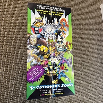1992 Marvel - X-Men, X-Force, X-Factor, X-Cutioners Song Poster 33.5x17 Folded