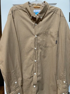 Columbia Long Sleeved Button-Down in Tan/Gray Check- Size XL Men's