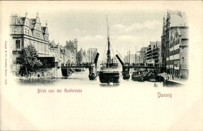 Postcard Gdańsk Gdansk, view from the cow bridge, steamship passed... - 11584362