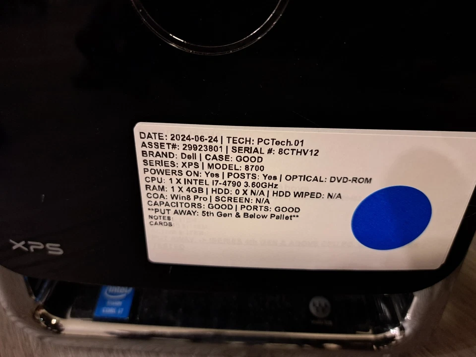 DELL XPS 8700 TWR PC i7-4790 CPU@3.6GHz|8GB RAM|NO HDD|NO OS|POWER CABLE - Image 2 of 4