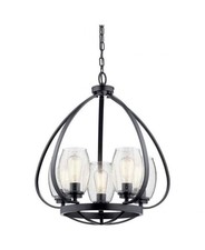 Kichler 44060 BK Modern Matte Black Chandelier 5-Light Clear Seeded Glass