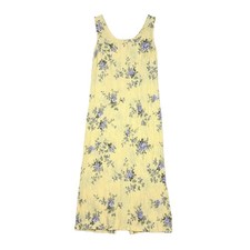 VTG Dressbarn Floral Midi Dress Women M Yellow Purple Cottagecore Fairy 90s
