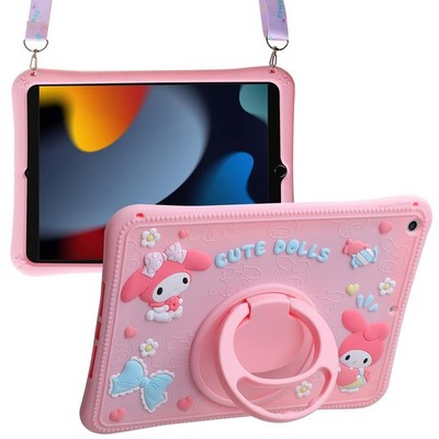 for iPad 9th Generation Case 8th 7th Gen with Kickstand Lanyard Silicone iPad...