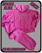 VICTORIAS SECRET PINK BLING HOODIE & PANTS PERFECT GIFT 🎁 XS-XXL 2PC SET NWT