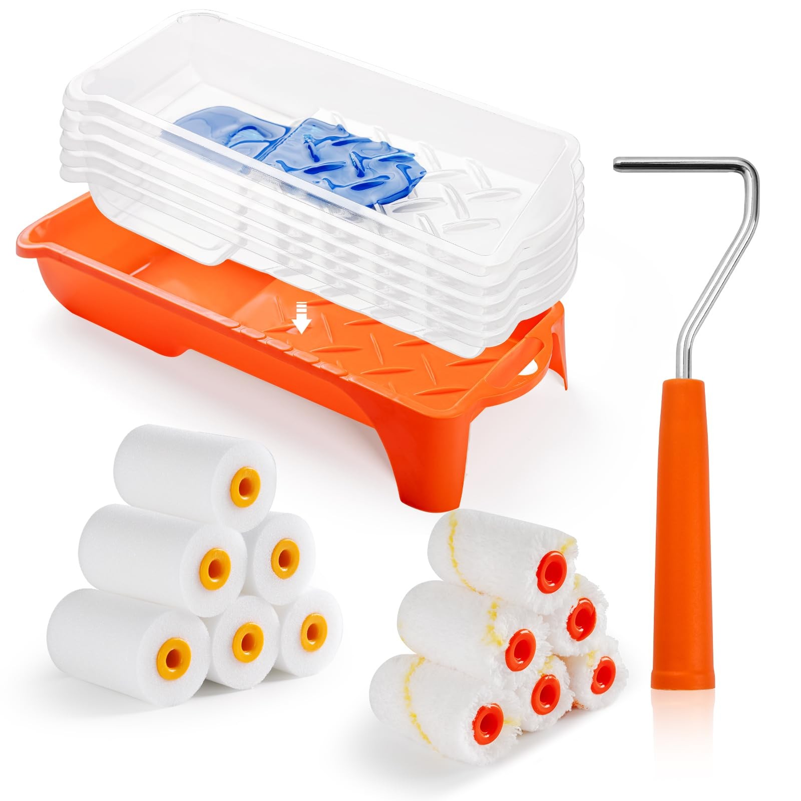 Paint Roller, 2 Inch Small Paint Roller Kit with High-Density Foam Paint Roll...