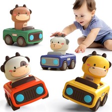 Press to Go Car Toys for Toddlers 1-3, Baby Animal Racing Cars, Infant Play Vehi