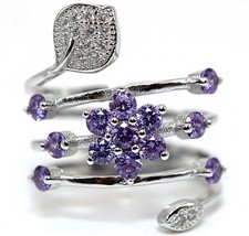 2CT Amethyst  White Topaz 925 Genuine Sterling Silver Ring Sz 7 MB5-4