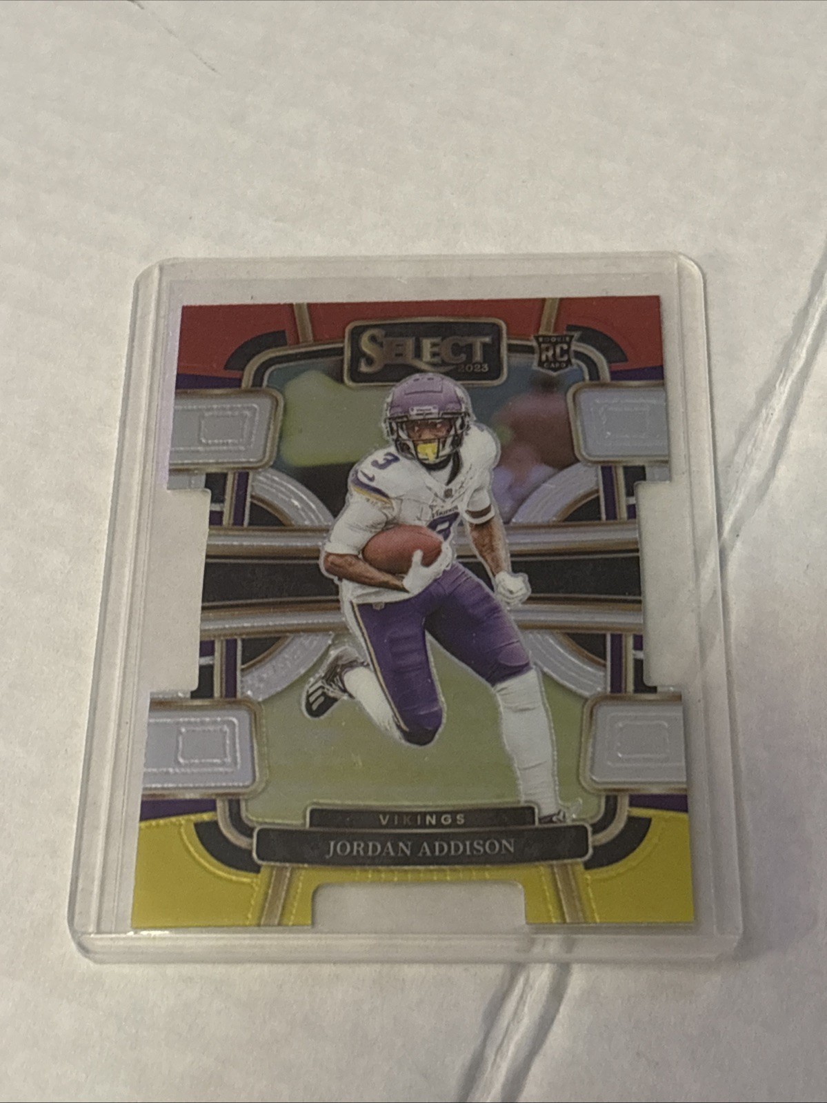 2023 Panini Select - Concourse Jordan Addison #66 Red & Yellow Prizm Die-Cut...