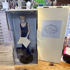 Franklin Mint Princess Diana of Wales 17" Porcelain Doll Blue Dress MINT