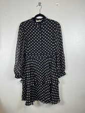Tory Burch Seymour Silk Georgette Dress 4 Black King Fish Print Tiered Mini