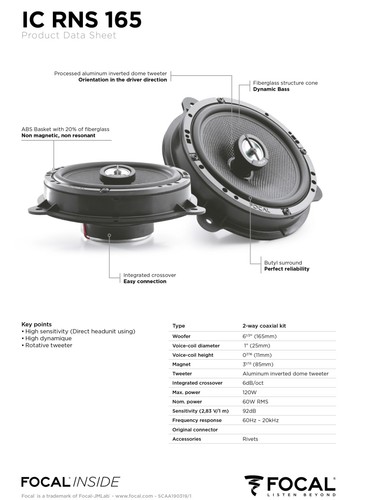 Enceintes Arrière FOCAL Plug Et Play IC RNS 165 Pour RENAULT KADJAR - Imagen 4 de 5