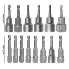 14Pcs 1/4'' Hex Shank Magnetic Power Nut Driver Bit Sets, Quick Change Socket