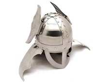 Medieval Warrior 20G Steel Viking Helmet Winged Armor w/ Leather Liner