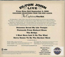 Elton John Live From Rose Hall, New York, September 6, 2006: The Captain & The