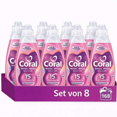 Coral Magic Wash Color Waschmittel 8er Set 840ml 15 Min Kurzwäsche Quick & Care