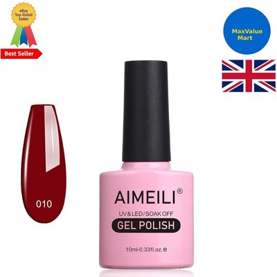 Soak Off Dark Red Varnish 10ml - Glossy Quick Dry UV Gel for Stunning Manicures