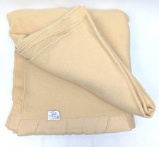 Vintage Faribo 100 Wool Blanket 80 "x 74" Solid Yellow Faribault Minnesota Full