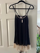New w Tags Victoria's Secret Angels Black Pleated Nightie w Lace - S/M Gorgeous