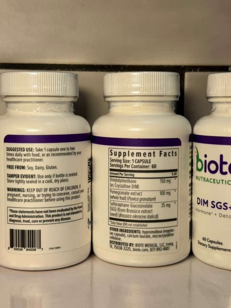 3 Pack Biote Nutraceuticals DIM SGS+ Hormone & Detox Support 60 Capsules