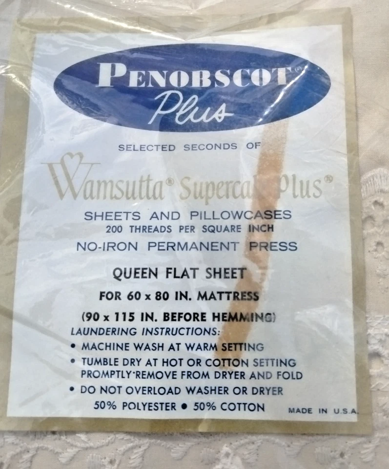 Wamsutta Ivory Eyelet Queen Flat+ Fitted Sheet Set+ Cases NOS 2nds Cottage Core - Image 3 of 4